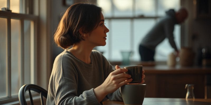 жінка з кавою