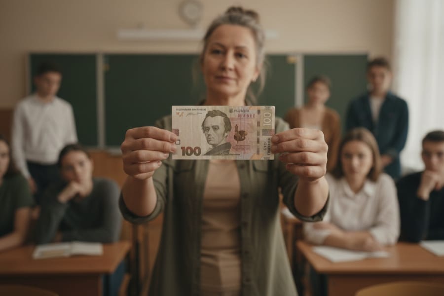 Вчителька показує учням зім