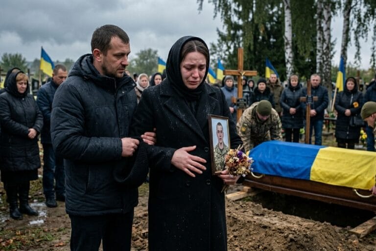 Дружина не дочекалася з війни завагітніла і прийшла на похорон чоловіка